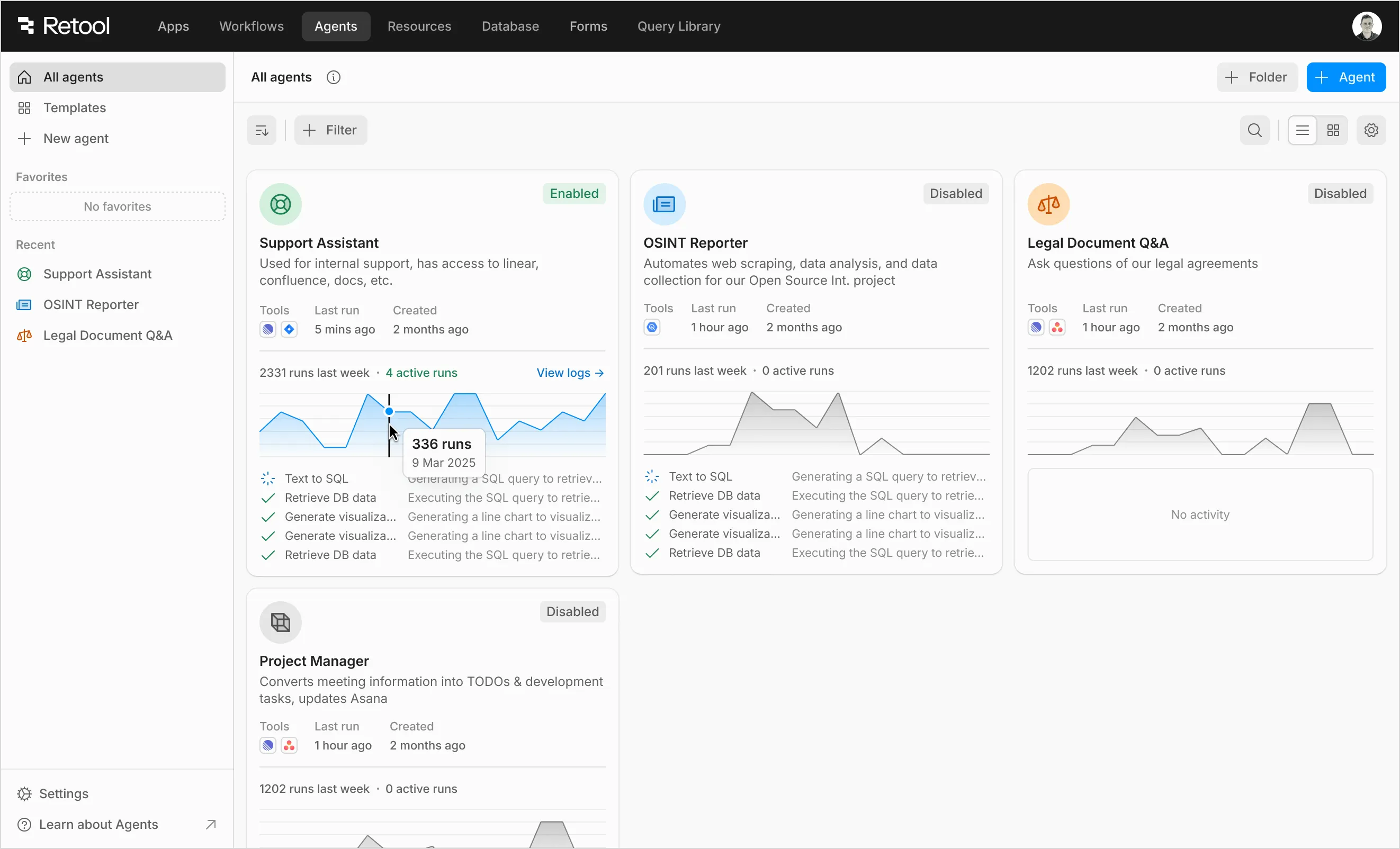 Agent index interface