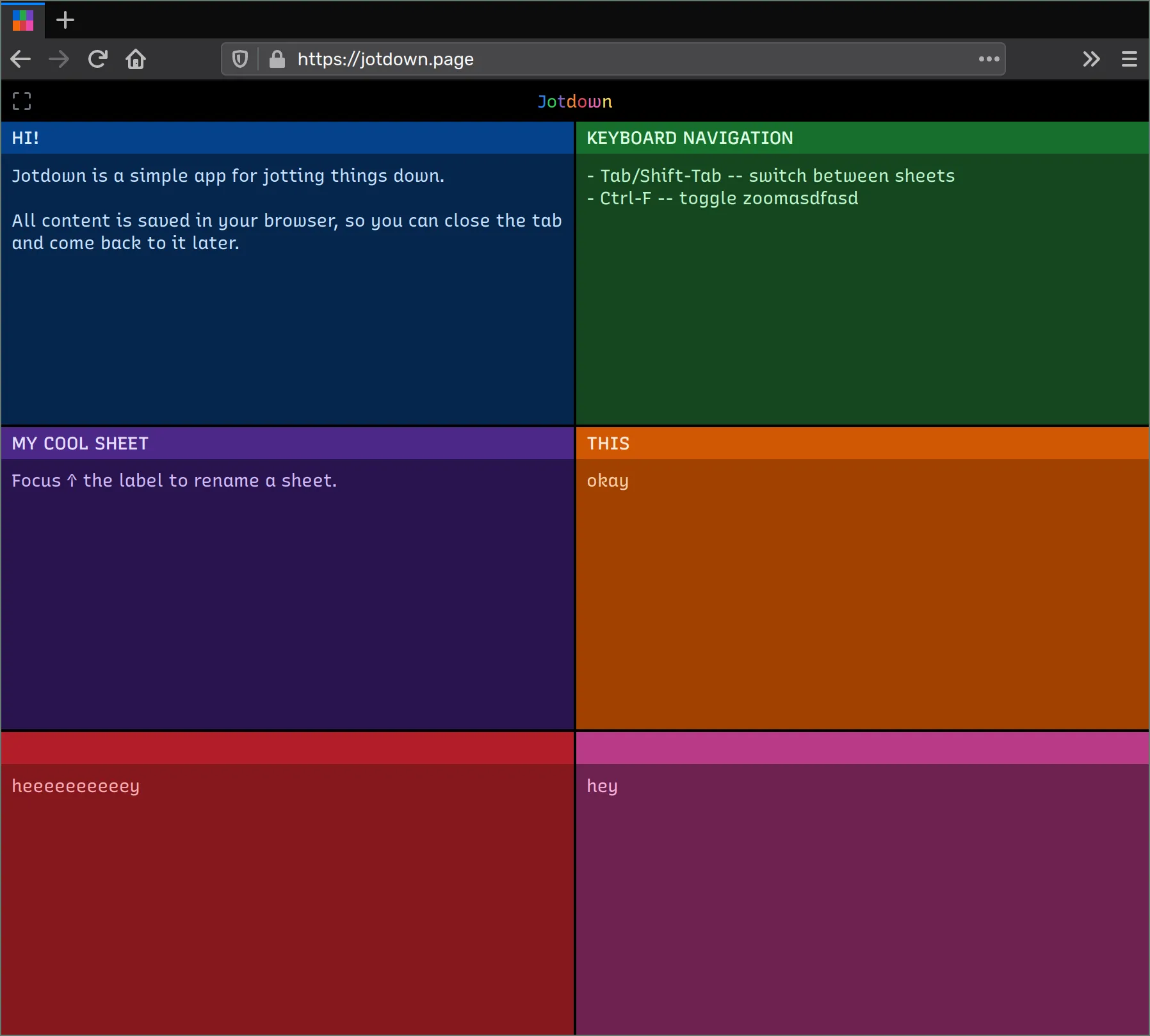 Screenshot of Jotdown